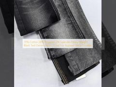 70% Katun 28% Poliester 2% Spandex Kain Denim Twill Hitam Berat 11.2oz Untuk Pakaian-Rok Tahan Lama