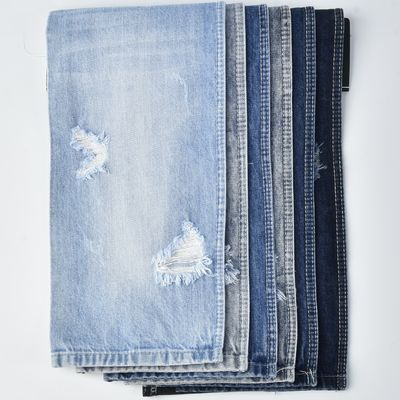 Beli 11.9oz tahan mengecil Katun Polyester Spandex Biru Stretch Denim Kain online manufacture