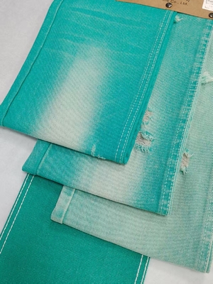 Beli Fancy APPLE GREEN Warna Kiri Twill Gaya 10,6oz Kain Denim Dengan 10 * 7 Konstruksi Untuk Jeans online manufacture