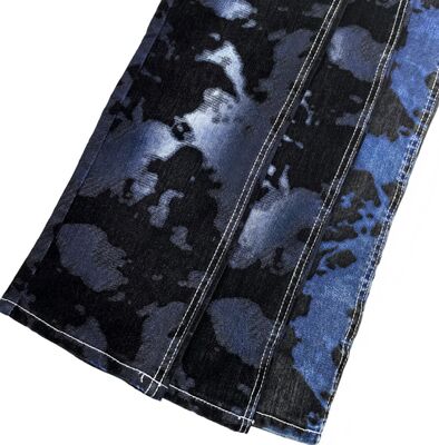Beli Gaya Maillard Hitam Flocked Denim Kain Biru Hitam 70%Pupuk Desain Unik Untuk Jeans pembuatan online
