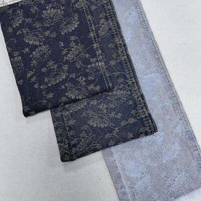 Beli Blue Special Flower Jacquard Kain Denim 10oz Berat Tengah Untuk Jeans Wanita Atau Jaket Di stok pembuatan online