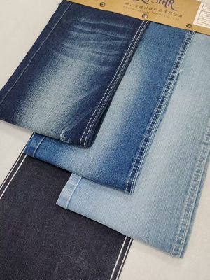 Kain Denim INDIGO GELAP Katun Poliester Rayon High Stretch 10oz Untuk Celana Jeans Wanita