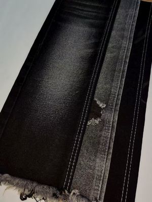 Kain Denim Katun Poliester Super-Lembut Musim Dingin HITAM/HITAM 14.2oz Untuk Jeans